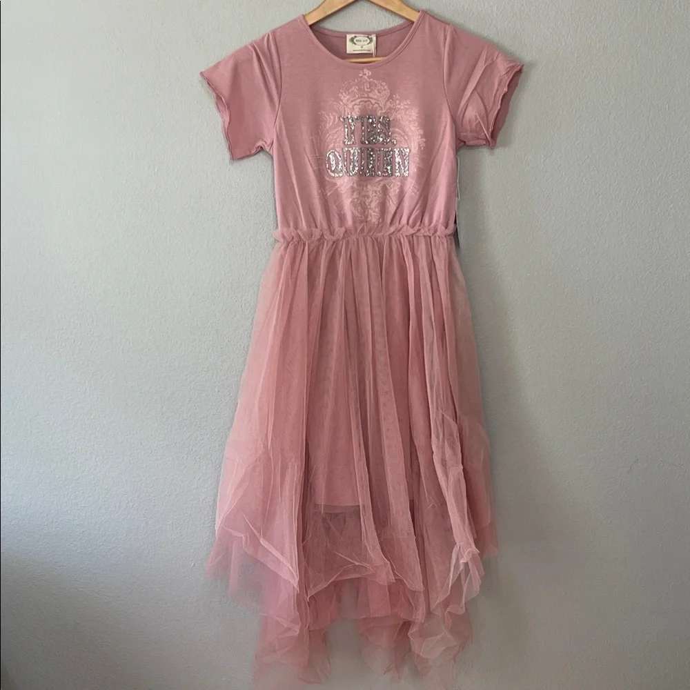 Mia Joy Pink Tulle Party Dress‎ Glitter Text Girls 10 Fairy Cottagecore New